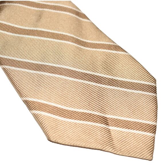 BREUER $89 Diagonal Stripe Silk Tie Gold/Brown OS One Size - Picture 2 of 3